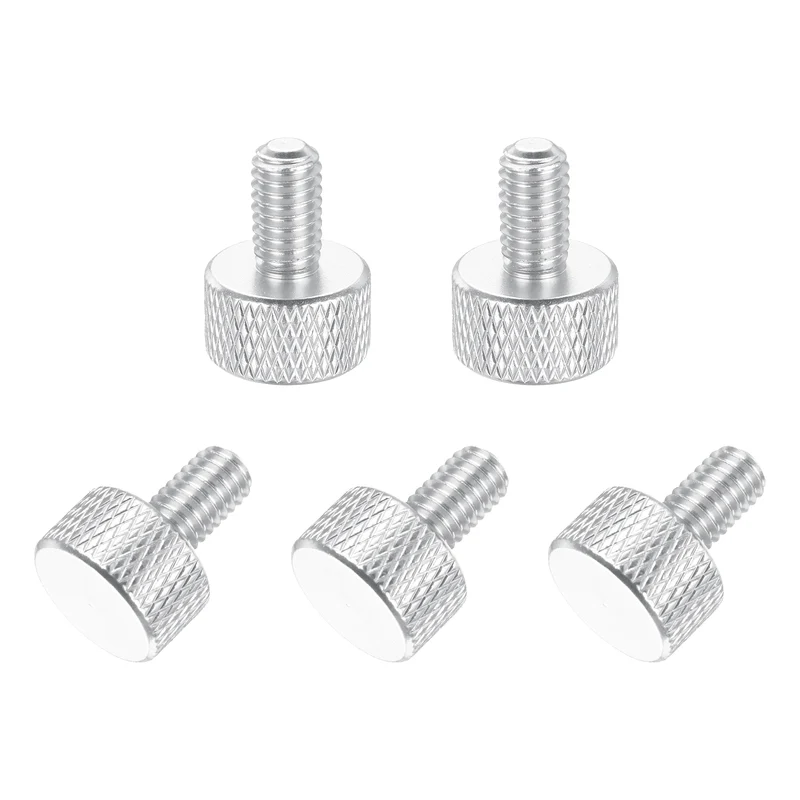 5 Pcs M5x12mm Flat Head Knurled Thumb Screws for Graphics Card, Silver