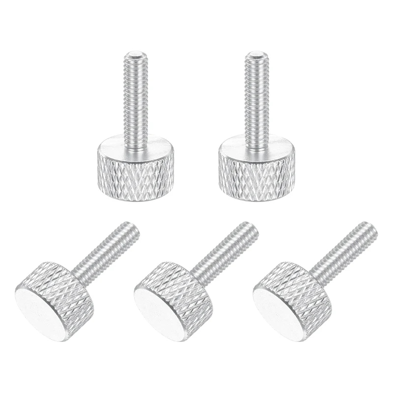 5 Pcs M4x16mm Flat Head Knurled Thumb Screws for Graphics Card, Silver