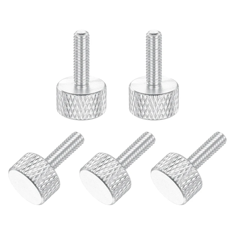 5Pcs M4x12mm Flat Head Knurled Thumb Screws for Graphics Card Silver