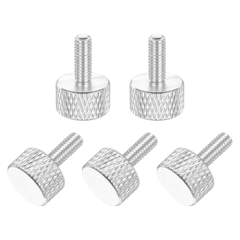 5Pcs M4x10mm Flat Head Knurled Thumb Screws for Graphics Card Silver