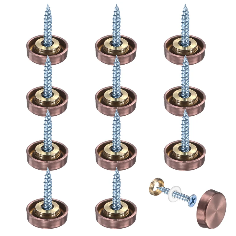 12-Pack Screw Covers Caps, 0.63" Dia Decorative Mirror Screws Cap [Rose Gold]