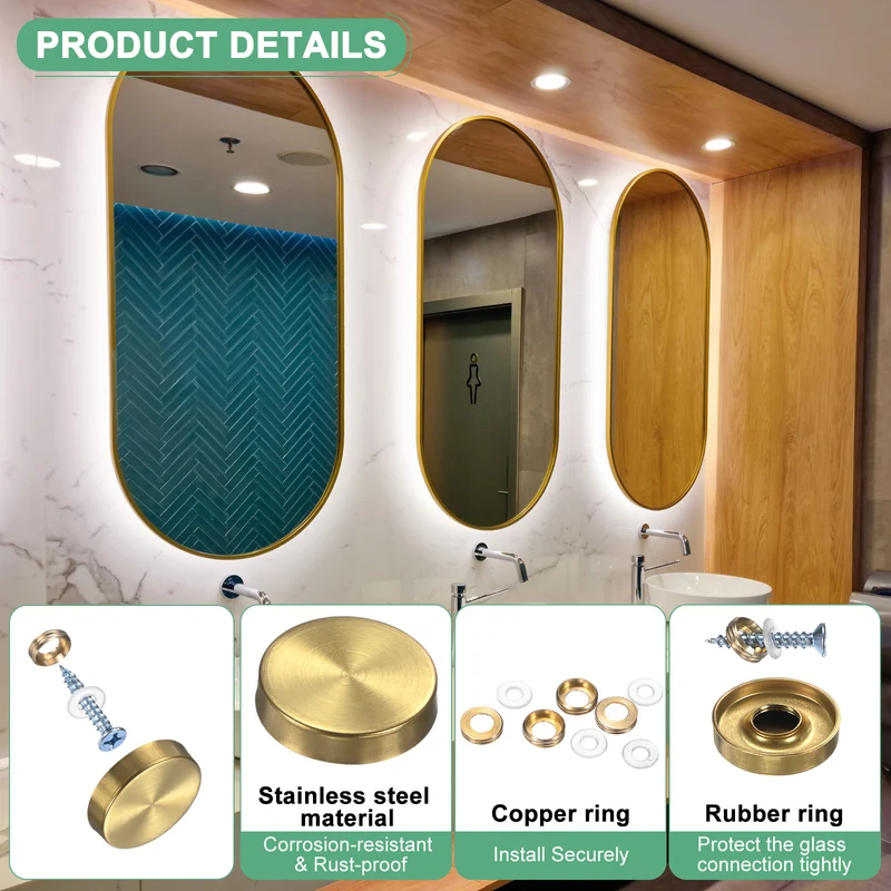 12-Pack Screw Covers Caps, 1" Dia Decorative Mirror Screws Cap [Gold Tone]