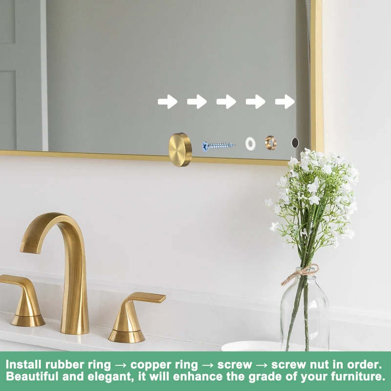12-Pack Screw Covers Caps, 1" Dia Decorative Mirror Screws Cap [Gold Tone]