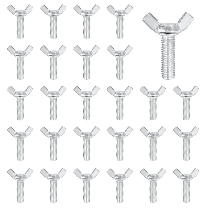 40 Pcs M8x25mm Wing Butterfly Screw Bolts, Carbon Steel Zinc Plated Wing Bolt