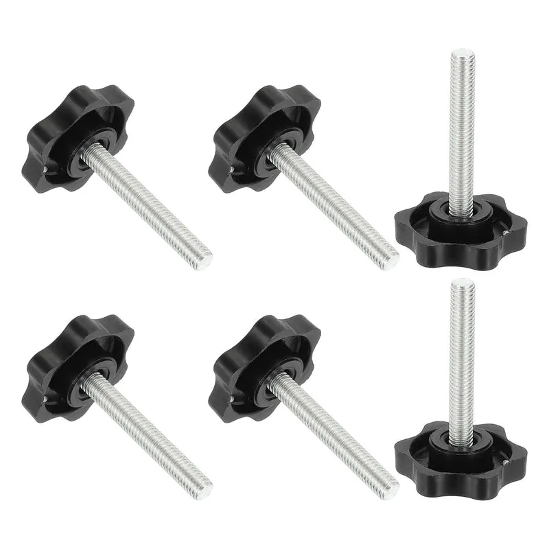 M6 x 40mm Thread Star Knobs, 6Pcs Plastic Star Hand Tightening Screw, Black