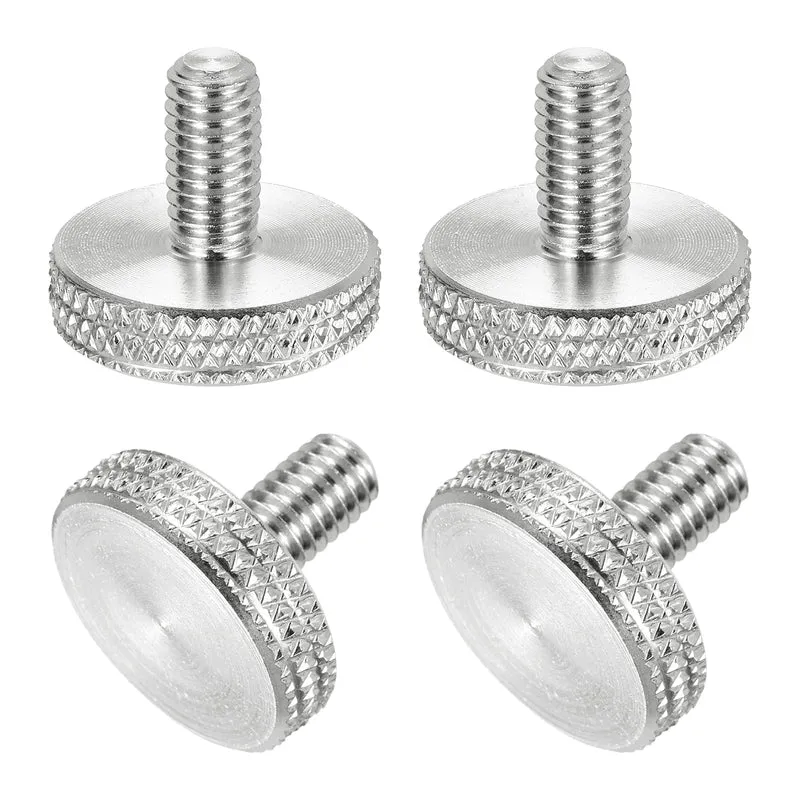 4 Pcs M6x12mm Flat Head Knurled Thumb Screws for Graphics Card, Silver