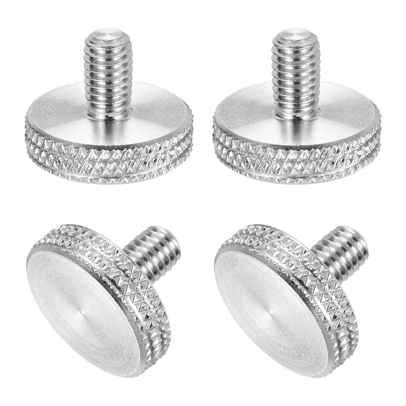 4 Pcs M6x10mm Flat Head Knurled Thumb Screws for Graphics Card, Silver