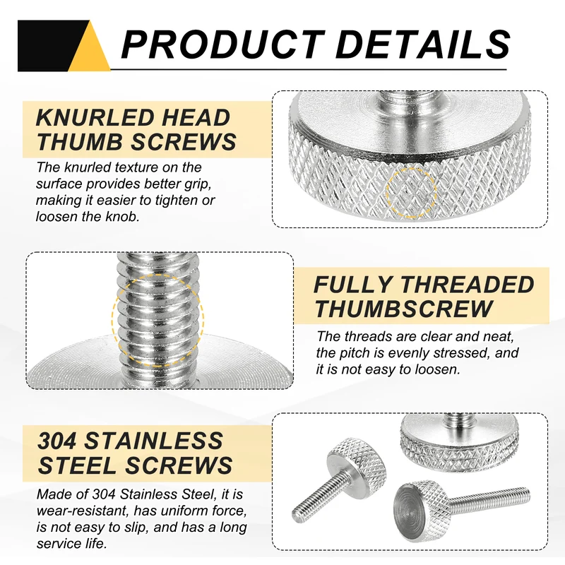 4 Pcs M5x20mm Flat Head Knurled Thumb Screws for Graphics Card, Silver