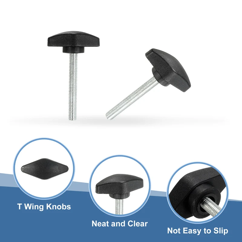 12 Pcs M6 x 45mm Tee Thumb Screws, 35mm Width Carbon Steel Tee Wing Knobs Screws