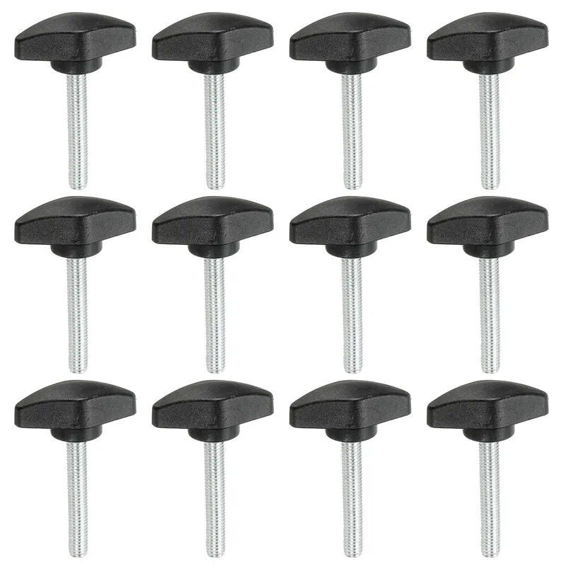 12 Pcs M6 x 40mm Tee Thumb Screws, 35mm Width Carbon Steel Tee Wing Knobs Screws