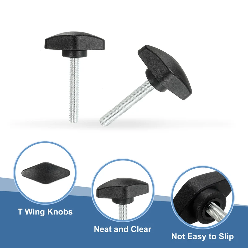 12 Pcs M6 x 40mm Tee Thumb Screws, 35mm Width Carbon Steel Tee Wing Knobs Screws