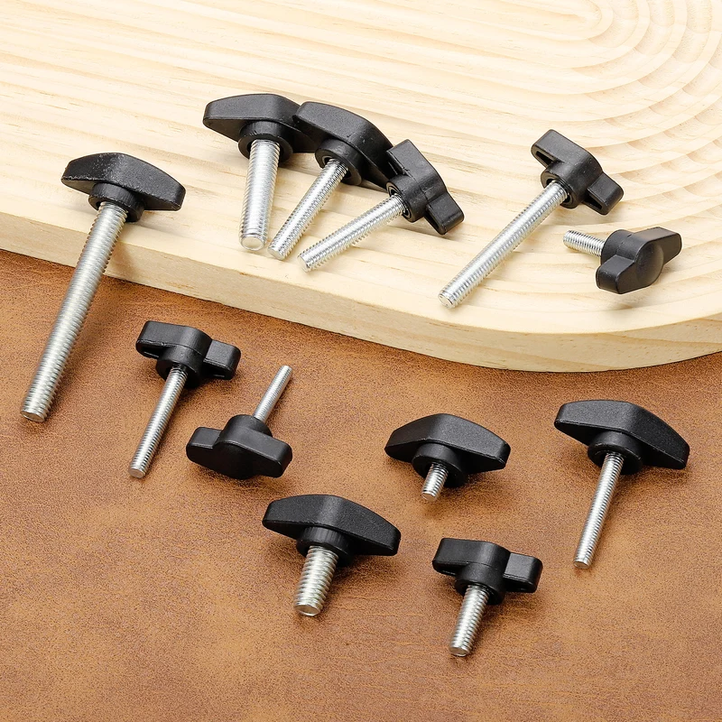 12 Pcs M6 x 40mm Tee Thumb Screws, 35mm Width Carbon Steel Tee Wing Knobs Screws
