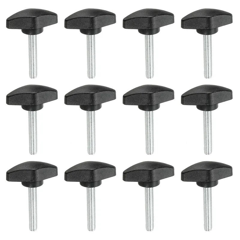 12 Pcs M6 x 35mm Tee Thumb Screws, 35mm Width Carbon Steel Tee Wing Knobs Screws
