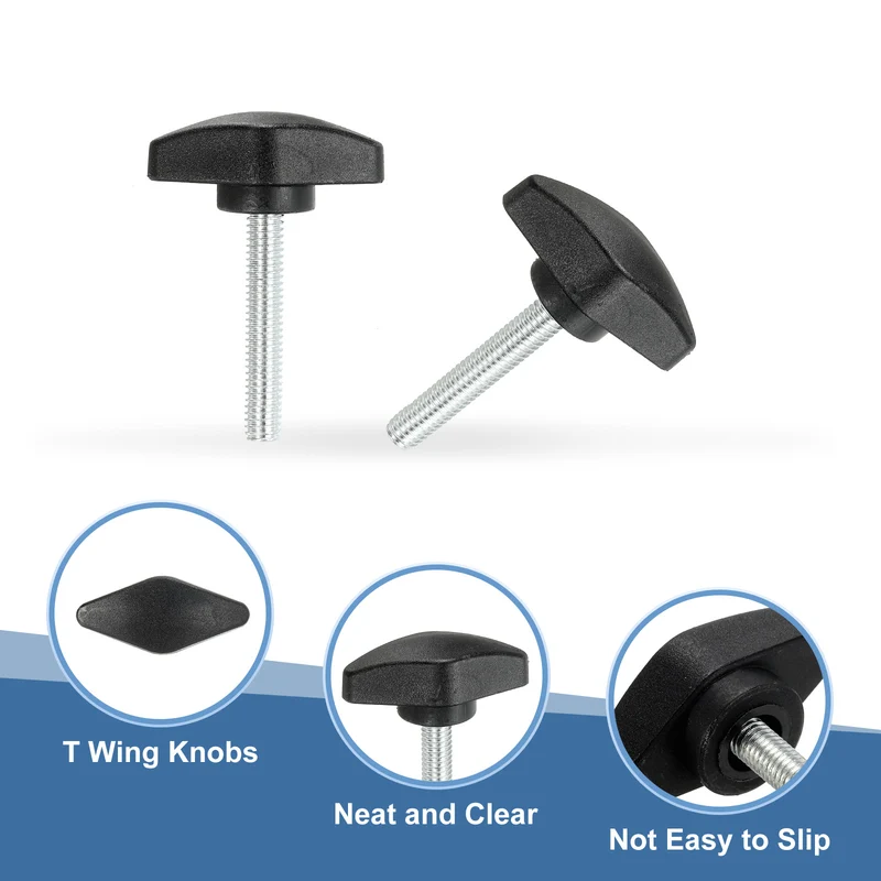 12 Pcs M6 x 35mm Tee Thumb Screws, 35mm Width Carbon Steel Tee Wing Knobs Screws