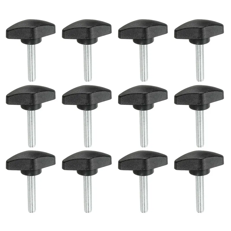 12 Pcs M6 x 30mm Tee Thumb Screws, 35mm Width Carbon Steel Tee Wing Knobs Screws