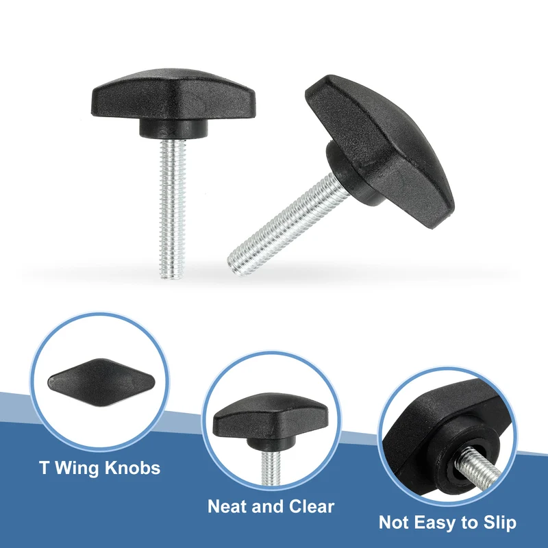 12 Pcs M6 x 30mm Tee Thumb Screws, 35mm Width Carbon Steel Tee Wing Knobs Screws
