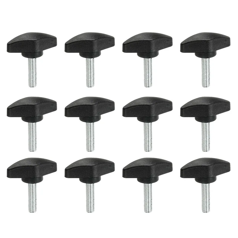 12 Pcs M6 x 25mm Tee Thumb Screws, 35mm Width Carbon Steel Tee Wing Knobs Screws