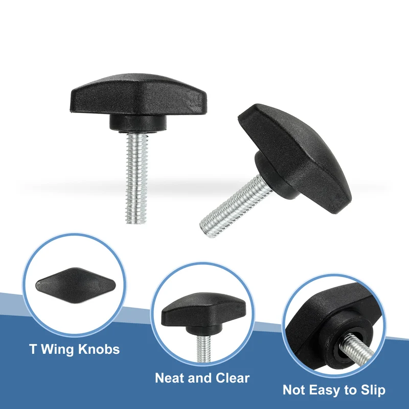 12 Pcs M6 x 25mm Tee Thumb Screws, 35mm Width Carbon Steel Tee Wing Knobs Screws