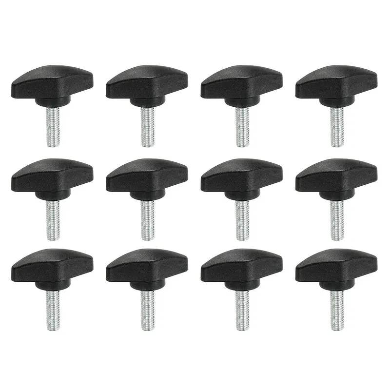 12 Pcs M6 x 20mm Tee Thumb Screws, 35mm Width Carbon Steel Tee Wing Knobs Screws