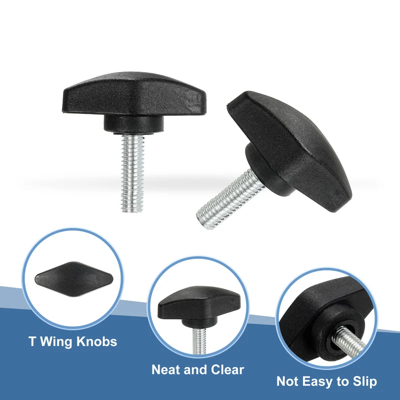 12 Pcs M6 x 20mm Tee Thumb Screws, 35mm Width Carbon Steel Tee Wing Knobs Screws
