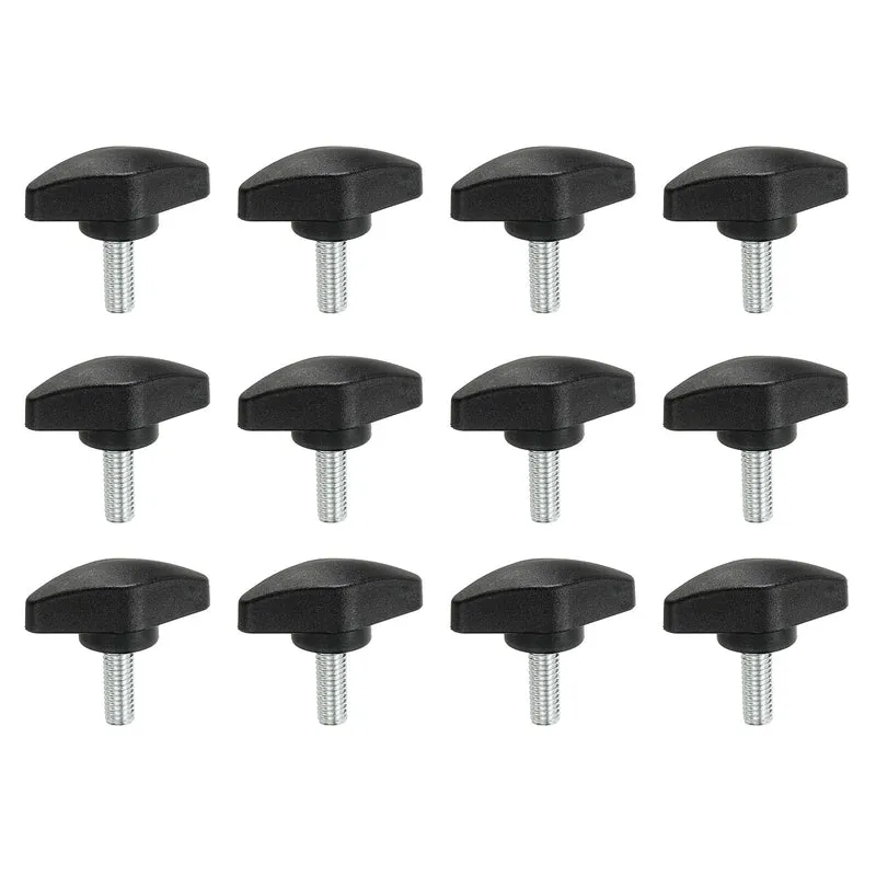 12 Pcs M6 x 16mm Tee Thumb Screws, 35mm Width Carbon Steel Tee Wing Knobs Screws