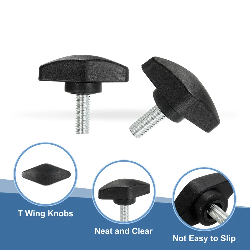 12 Pcs M6 x 16mm Tee Thumb Screws, 35mm Width Carbon Steel Tee Wing Knobs Screws