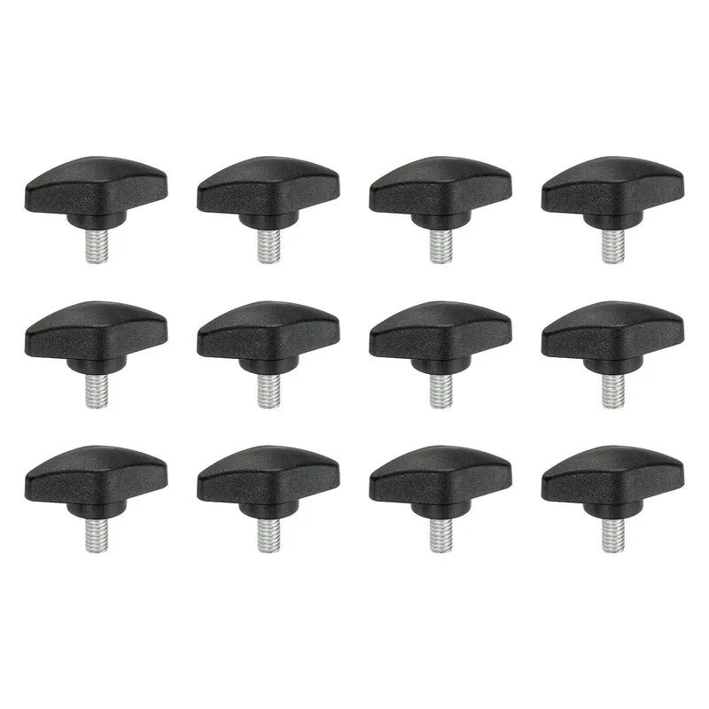 12 Pcs M6 x 12mm Tee Thumb Screws, 35mm Width Carbon Steel Tee Wing Knobs Screws
