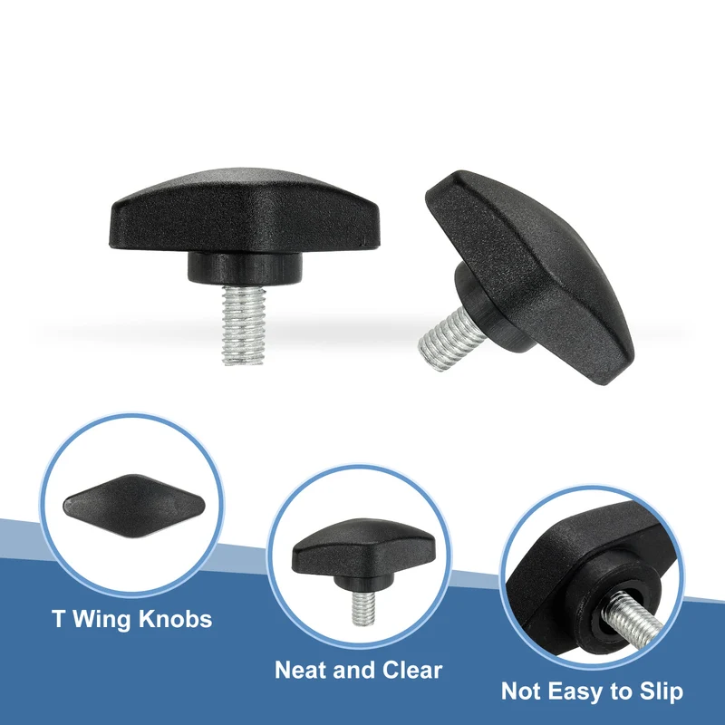 12 Pcs M6 x 12mm Tee Thumb Screws, 35mm Width Carbon Steel Tee Wing Knobs Screws