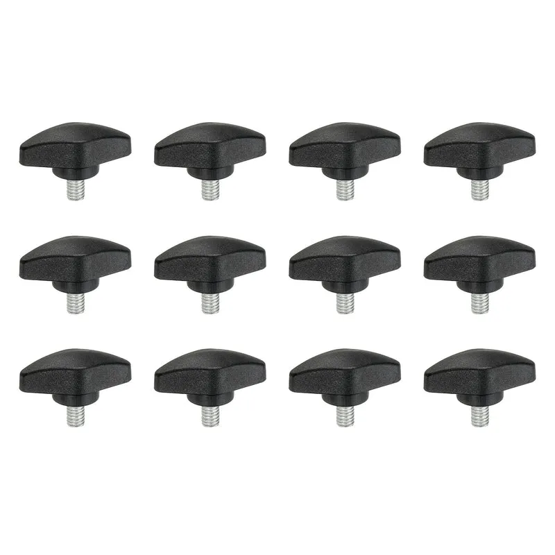 12 Pcs M6 x 10mm Tee Thumb Screws, 35mm Width Carbon Steel Tee Wing Knobs Screws
