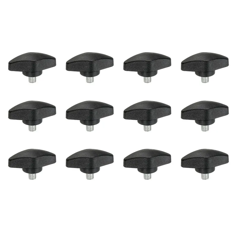12 Pcs M6 x 8mm Tee Thumb Screws, 35mm Width Carbon Steel Tee Wing Knobs Screws