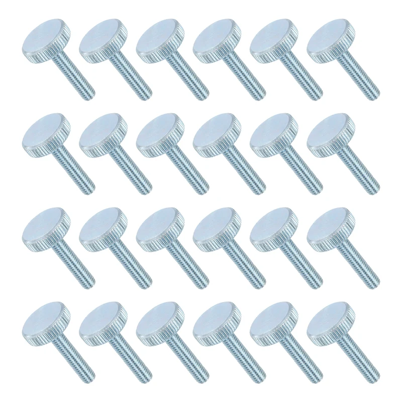 24 PCS M6x30mm Flat Knurled Head Thumb Screws for Household Appliances