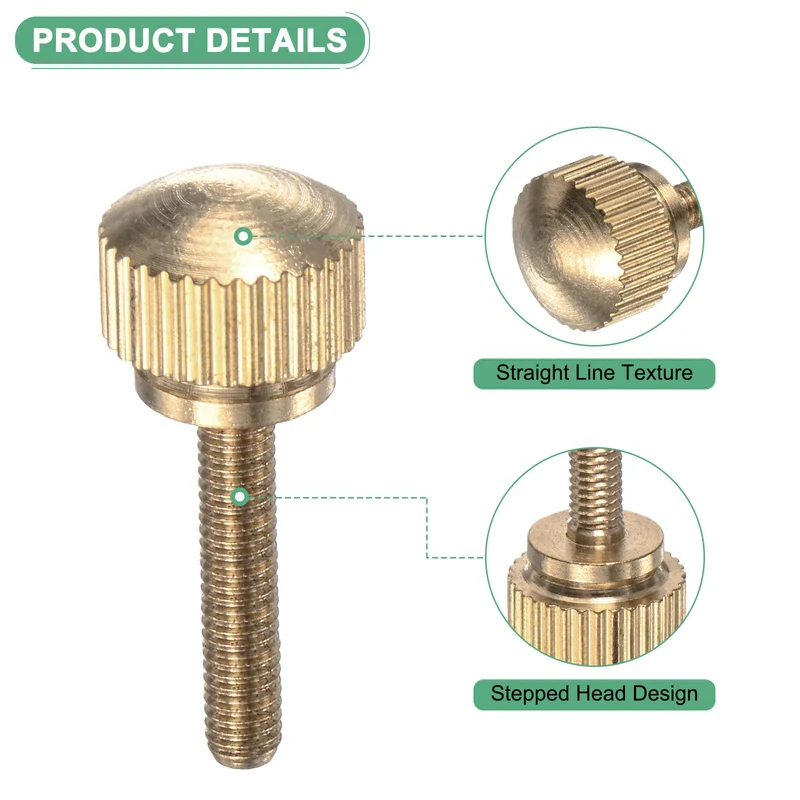 4-Pack Knurled Thumb Screws, M3x16mm Solid Brass Knobs Bolts