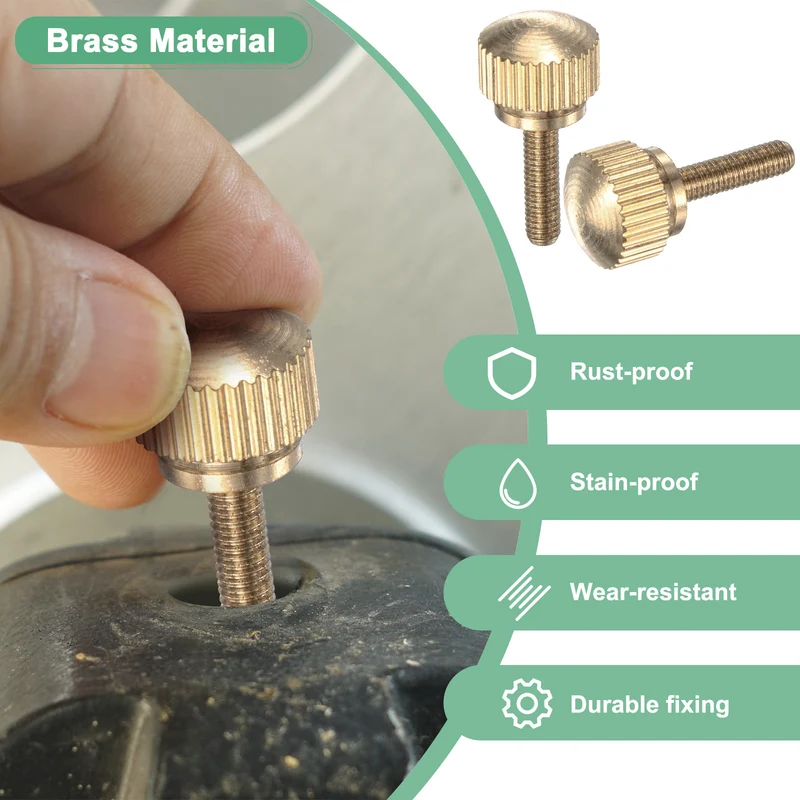 4-Pack Knurled Thumb Screws, M3x12mm Solid Brass Knobs Bolts