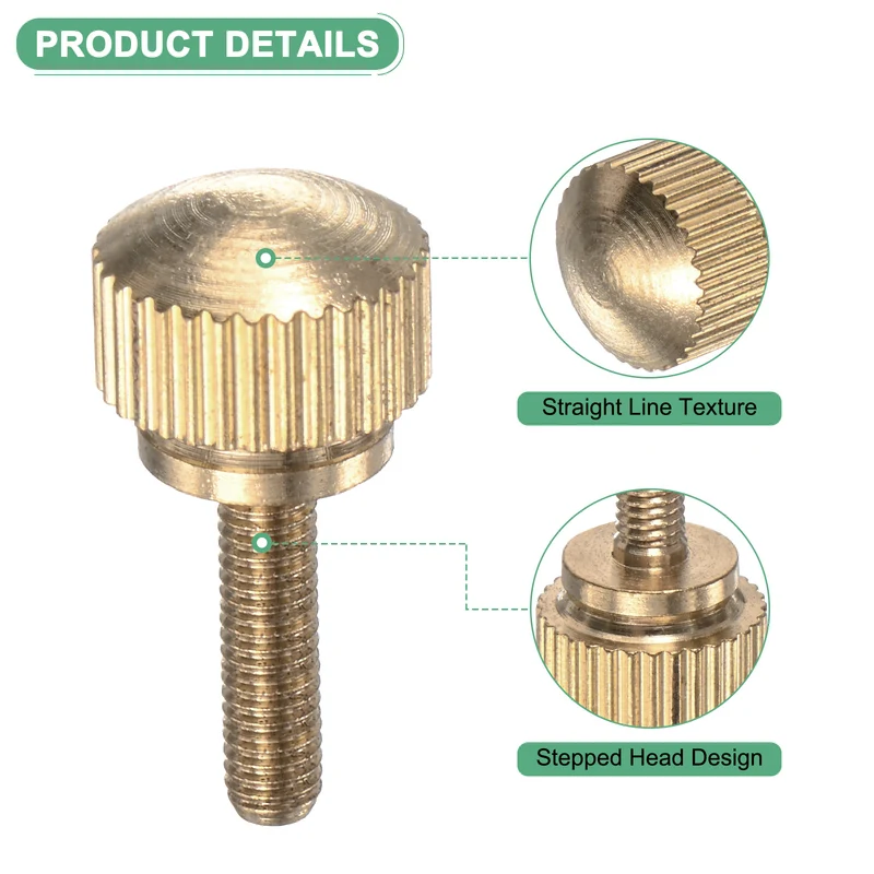 4-Pack Knurled Thumb Screws, M3x12mm Solid Brass Knobs Bolts