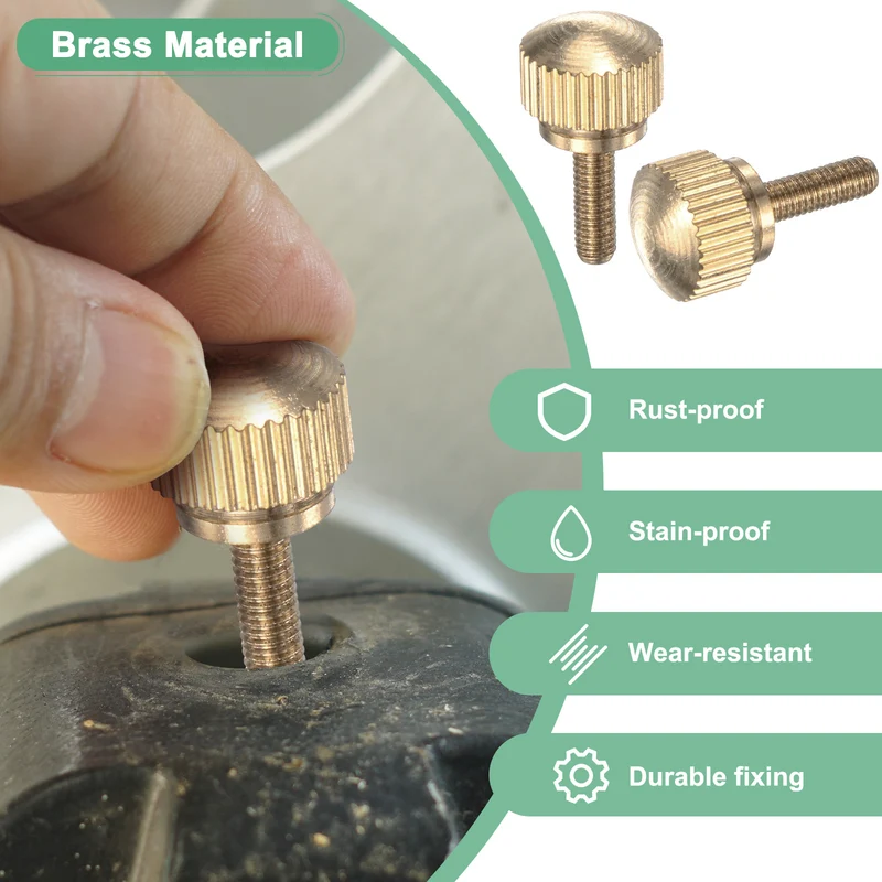 4-Pack Knurled Thumb Screws, M3x10mm Solid Brass Knobs Bolts