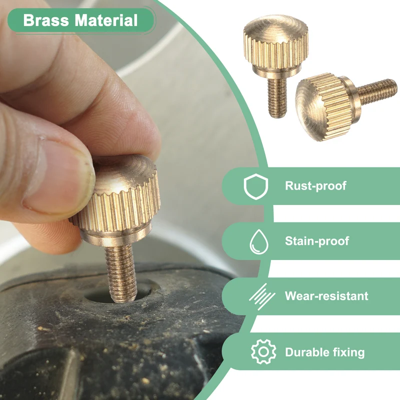 4-Pack Knurled Thumb Screws, M3x8mm Solid Brass Knobs Bolts