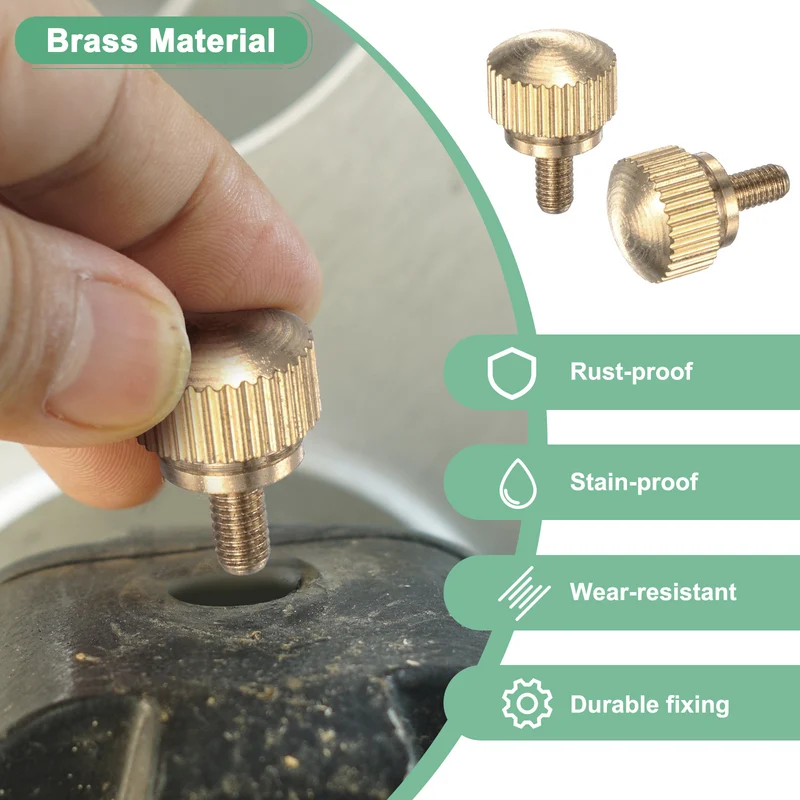 4-Pack Knurled Thumb Screws, M3x6mm Solid Brass Knobs Bolts