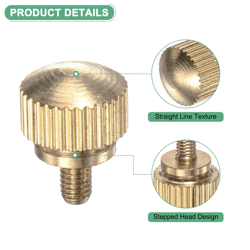 4-Pack Knurled Thumb Screws, M3x5mm Solid Brass Knobs Bolts