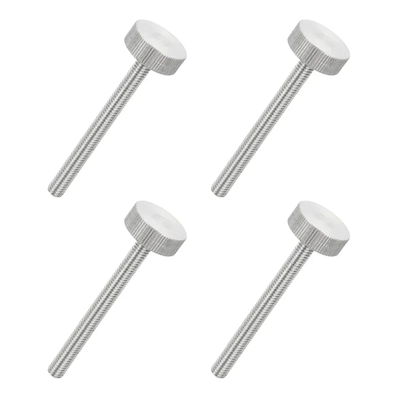 4PCS M6 x 60mm Flat Knurled Head Thumb Screws for Industry