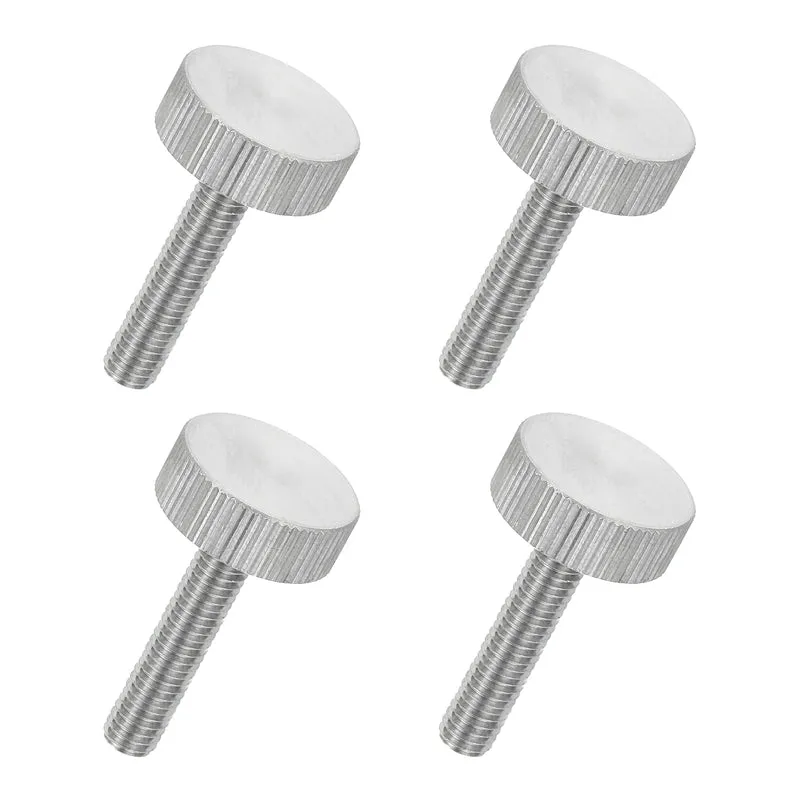 4 PCS M6 x 30mm Flat Knurled Head Thumb Screws for Industry
