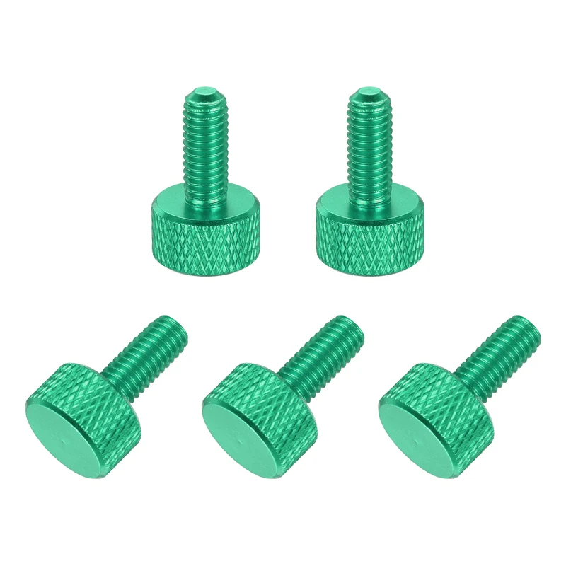 5 Pcs M6x14mm Flat Head Knurled Thumb Screws for Graphics Card, Army Green