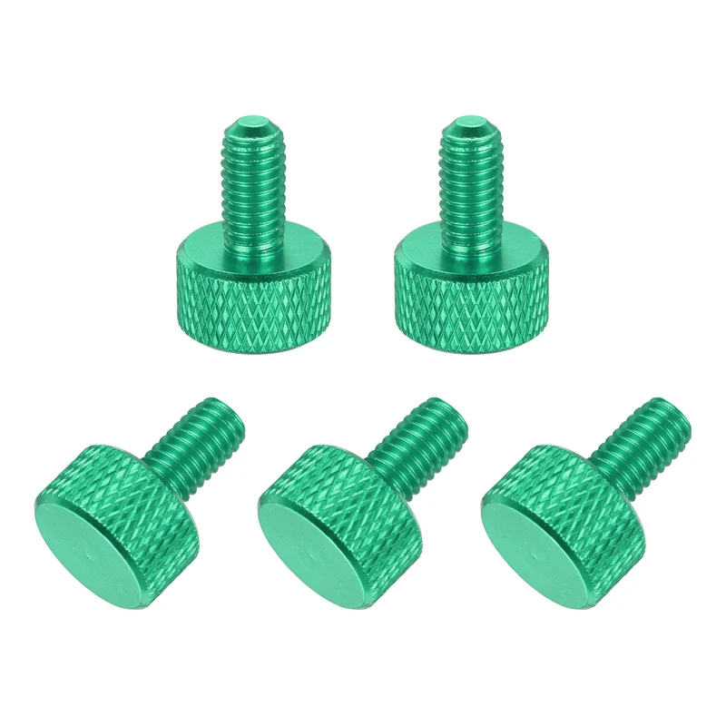 5 Pcs M6x12mm Flat Head Knurled Thumb Screws for Graphics Card, Army Green