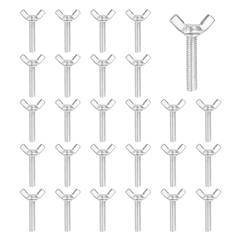 40 Pcs M6x30mm Wing Butterfly Screw Bolts, Carbon Steel Zinc Plated Wing Bolt