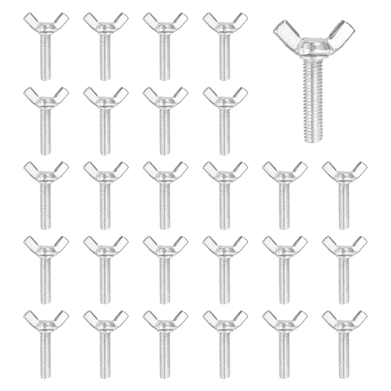 40 Pcs M6x25mm Wing Butterfly Screw Bolts, Carbon Steel Zinc Plated Wing Bolt