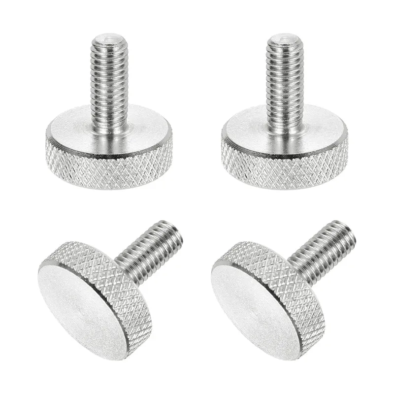 4 Pcs M5x12mm Flat Head Knurled Thumb Screws for Graphics Card, Silver