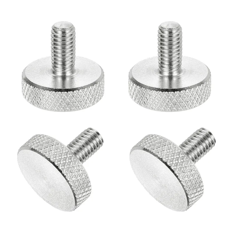 4 Pcs M5x10mm Flat Head Knurled Thumb Screws for Graphics Card, Silver