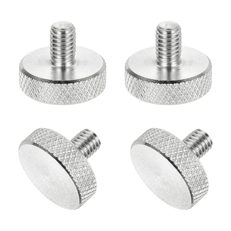 4 Pcs M5x8mm Flat Head Knurled Thumb Screws for Graphics Card, Silver