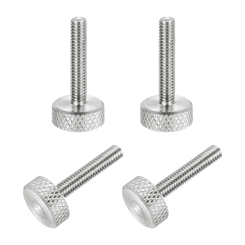 4 Pcs M4x20mm Flat Head Knurled Thumb Screws for Graphics Card, Silver