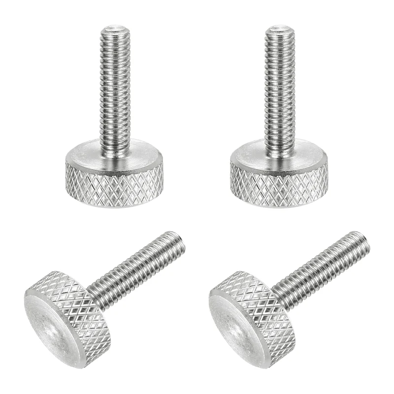 4 Pcs M4x16mm Flat Head Knurled Thumb Screws for Graphics Card, Silver