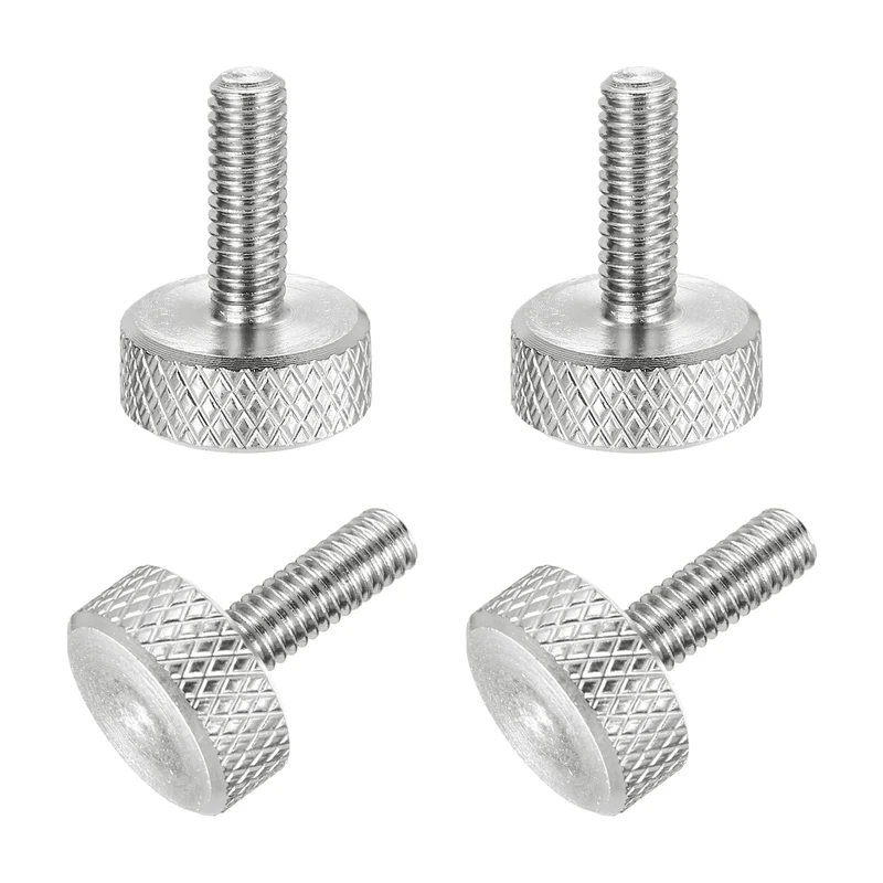 4 Pcs M4x12mm Flat Head Knurled Thumb Screws for Graphics Card, Silver